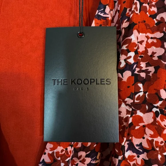THE KOOPLES Burning Flowers Red Floral Mini Wrap Dress Size 0 NWT MSRP $385 - Picture 8 of 9